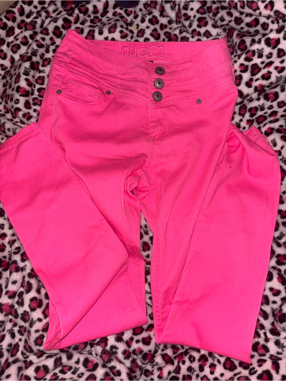 Rue21 Neon Pink High-Rise Skinny Jeans